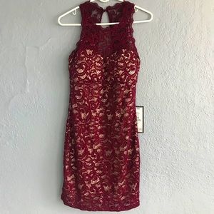Maroon Bodycon lace party dress by sequin hearts